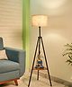 Crosscut Metal Floor Lamp with decorative shelf (Natural Jute)