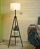 Crosscut Metal Floor Lamp with decorative shelf (Cotton White)