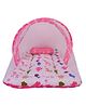 Babytoons Cotton Bedding Set Thick Base Foldable with Mosquito Net and Head Pillow - Zip Closure (Pink, 0-12 Months)