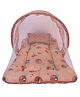 Babytoons Baby Bed with Thick Mattress, Mosquito Net with Zip Closure & Neck Pillow, Day_Bed Baby Bedding for New Born (0-12 Months, Brown)