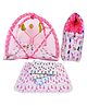 Babytoons New Born Baby Cotton Bedding Set Gift Combo Pack of Play Gym Bed Sleeping Bag & Plastic Sheets (Pink, 0-12 Months)