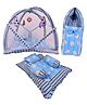 Babytoons New Born Baby Luxury Bedding Set Play Gym Bed with Mosquito Net, Cot Mattress & Sleeping Bag Combo (Blue, 0-12 Months)