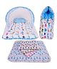 Babytoons Baby Bedding Set Combo of Mattress with Net, Sheets & Carry Bag (Blue, 0-12 Months)