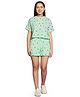 Lil Tomatoes Half Sleeves Mushroom Printed Cotton Jersey Knit Night Suit  - Light Green