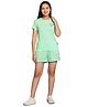 Lil Tomatoes Half Sleeves Text & Polka Dot Printed Cotton Jersey Knit Night Suit - Light Green