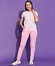 Lil Tomatoes Half Sleeves Floral   Printed Cotton Jersey Knit Night Suit - Pink