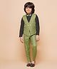 Rikidoos Full Sleeves Solid & Checked 3 Piece Party Suit Set - Green