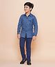 AJ Dezines Cotton Full Sleeves Checked Shirt & Jeans Set - Navy Blue