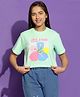Lil Tomatoes Half Sleeves Floral Printed Cotton Jersey Crop Top - Light Green