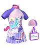 Little Surprise Box Half Sleeves Unicorn  Printed Frock Style  Swimsuit With Cap & Bag - Purple