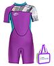 Little Surprise Box Little Surprise Box  Half Sleeves Abstract Printed Swimsuit With Bag - Purple