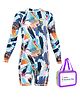 Little Surprise Box Full Sleeves Abstract Printed  Swimsuit With Bag - Multi Colour