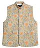 CAVIO Sleeveless Floral  Printed  Cotton Nehru Jacket - Orange