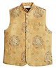 CAVIO Sleeveless Abstract Printed  Cotton Nehru Jacket - Yellow