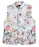CAVIO Sleeveless Floral Printed Cotton Nehru Jacket - White Yellow & Pink