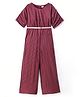 Hola Bonita Half Sleeve Pleated Fabric Knee Length Solid Colour Jumpsuit - Maroon