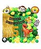 CAMARILLA Dinosaur Theme For Boys Birthday Decoration/No-5 Gold Foil/Animal Balloon/Bday Banner/Zoo Decor/Green Yellow Metallic Balloons Gold Green Curtain/Jungle Safari Theme (Pack of 74pcs)
