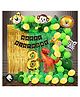 CAMARILLA Jungle Theme Dinosaur Combo Birthday DecorationHappy Bday Paper Banner Zoo Decor Set Green Yellow Metallic Balloon/ Curtain/ Animal Balloon Birthday Party Combo(74pcs)