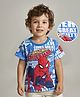 Babyhug Marvel Cotton Knit Half Sleeves Oversized Drop Shoulder T-Shirt Spider Man Print - Blue