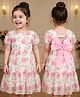 Kookie Kids Half Sleeves Frock With Floral Print- White