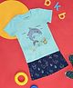 Pantaloons Baby Cotton Half Sleeves Shark Printed Tee & Shorts Set - Light Blue