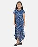 Kiddopanti Half Sleeves Floral Printed Dress - Navy Blue