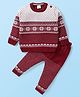 Babyhug Knitted Full Sleeves Baby Sweater Set with Floral Design - Maroon