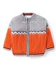 Babyhug Knitted Full Sleeves Front Open Sweater with Cable Knit Design- Grey & Orange
