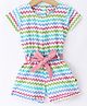 Dew Drops Woven Half Sleeves Jumpsuit Chevron Print - Aqua Blue