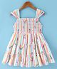 Dew Drops Poplin Woven Sleeveless Tiered Frock with Floral Print - Multicolor