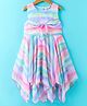Dew Drops Chiffon Sleeveless  Frock with Heart Print &  Knot Detailing - Peach