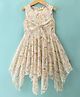 Dew Drops Chiffon Woven Sleeveless Frock With Floral Print - Yellow