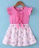 Dew Drops Cotton Woven Frill Sleeves Frock With Floral Print - Peach