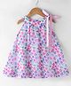 Dew Drops  Chiffon Sleeveless Frock Floral Print with Ribbon - Pink
