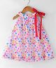 Dew Drops  Chiffon Sleeveless Frock Floral Print with Ribbon - Red