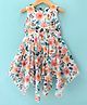 Dew Drops Chiffon Woven Sleeveless Frock With Floral Print - Orange