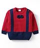 Babyhug Knit Full Sleeves Pullover Sweater With Bow Applique - Red