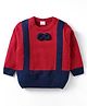 Babyhug Knit Full Sleeves Pullover Sweater With Bow Applique - Red