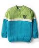 Babyhug Knit Full Sleeves Pullover Sweater with Color Blocks - Light Green & Blue