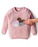 Babyhug Knit Full Sleeves Sweater With Reversible Sequins Detailing - Pink
