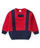 Babyhug Knitted Full Sleeves Color Block Pullovers Sweater Bow Applique -Red