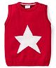 Babyhug Kitted Sleeveless Pullover Sweater with Star Design - Red