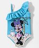 Babyhug Disney One Shoulder Sleeve V Cut  Swimsuit with Minnie Mouse Print - Blue
