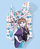 Babyhug Disney One Shoulder Sleeve V Cut  Swimsuit with Frozen Print - Multicolour