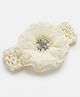 Bhoomi Collection Chiffon Floral  & Rhinestone Pearl Embellished  Headband - Cream