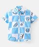 Babyhug Marvel Cotton Woven Half Sleeve Shirt With Avengers Print - Blue