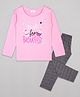 Sheer Love Cotton Jersey Knit Full Sleeves Cupcakes Printed Tee With Pajama - Pink