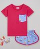 Sheer Love Single Jersey Knit Half Sleeves Cupcakes Printed Tee With Shorts - Fuschia Pink