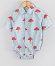 Hugsntugs Half Sleeves Mushrooms Printed Onesie - Sky Blue