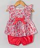 Hugsntugs Frill Sleeves Floral Printed Dress With Shorts - Pink